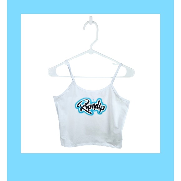 Ripndip Tops - RIPNDIP In Loving Memory Cami‎ Tank White Blue Graphic Print Size L